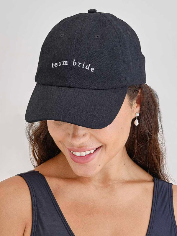 Black Embroidered Team Bride Cap