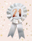 Cream & Gold 21st Birthday Rosette Badge