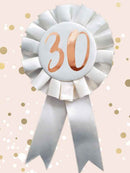 Cream & Gold 30th Birthday Rosette Badge