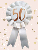 Cream & Gold 50th Birthday Rosette Badge