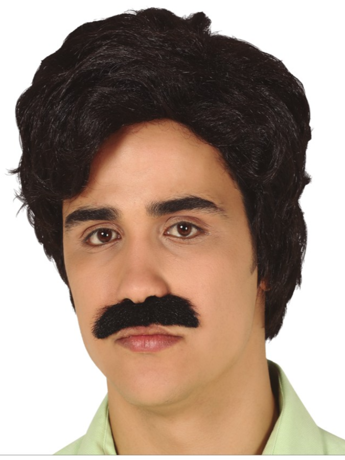 DRUG DEALER WIG WITH MOUSTACHE