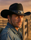 HAT COWBOY BLACK WITH BULL HORN