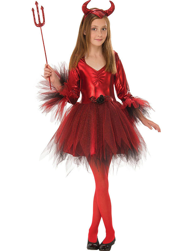 Devil Girl Kids Costume With Fork
