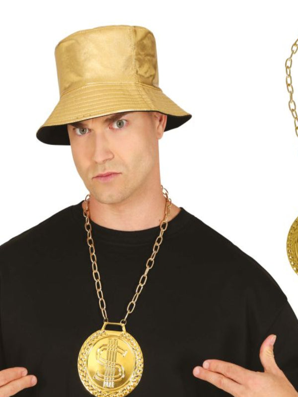 Dollar medallion golden metal necklace, 11 cm
