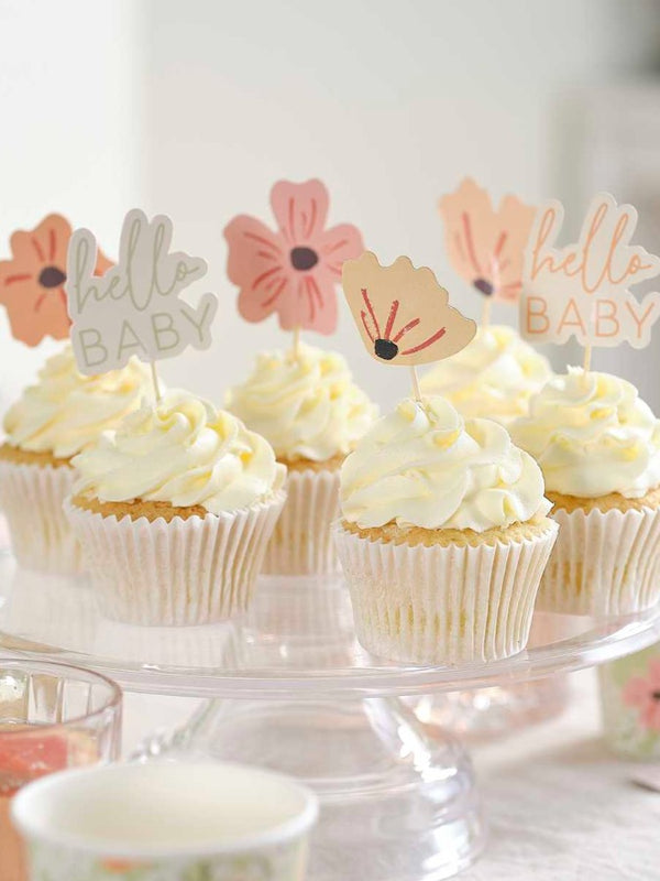 Floral Baby Shower Cupcake Toppers