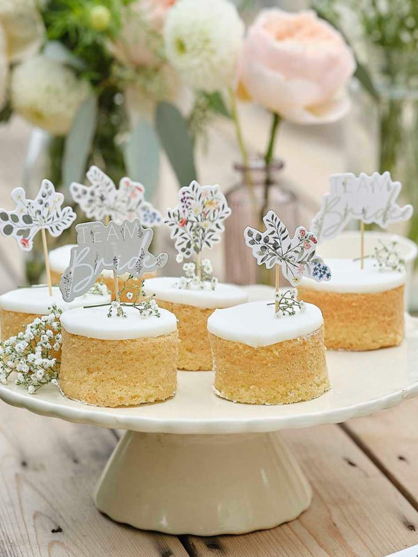 Floral Team Bride Hen Party Cupcake Toppers