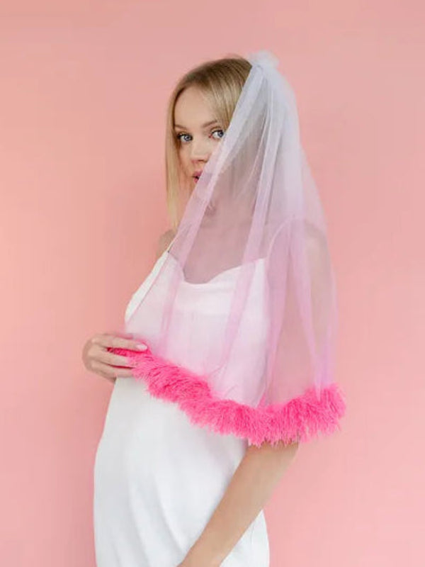 Fringe veil, pink