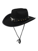HAT COWBOY BLACK WITH BULL HORN