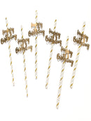 Happy Birthday Gold Straws Pack of 6