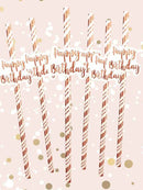 Happy Birthday Rose Gold Straws
