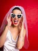 Heart-shaped glasses with ''Bride to Be'' inscription, white