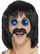 Hippie Disguise Set, Black with Porkchop Sideburns & Moustache