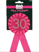 Hot Pink 30th Birthday Bling Badge