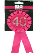 Hot Pink 40th Birthday Bling Badge