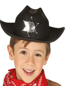 Kids black felt sheriff hat