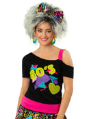 Ladies 1980s Printed Off the Shoulder T-Shirt