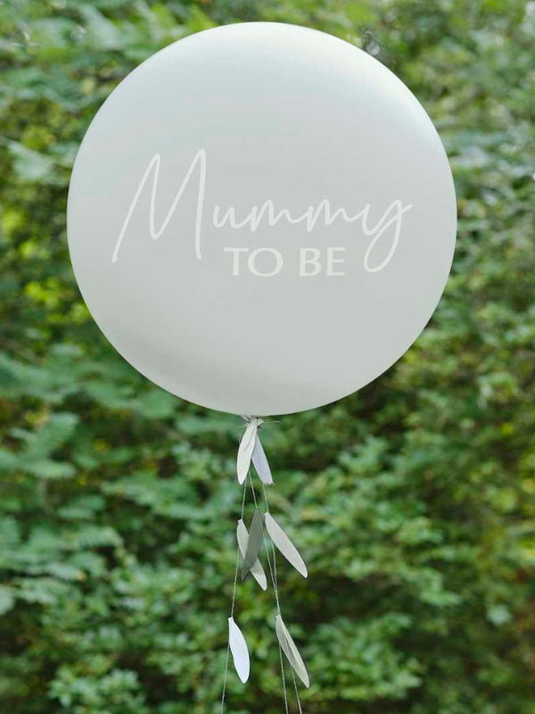 Mummy To Be Baby Shower Balloon with Botanical Tail