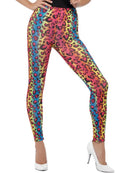 Neon Leopard Print Leggings, Multi-Coloured