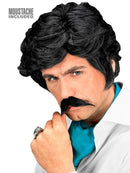 PLAYBOY WIG WITH MOUSTACHE black