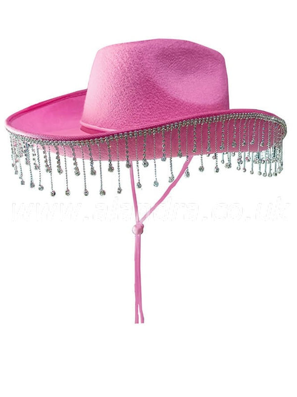 Pink Cowboy Hat with Diamante Droplets