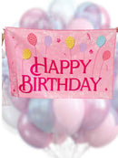 Pink Happy Birthday Giant Backdrop Flag