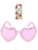Pink Heart Shape Frameless Glasses with Rhinestones