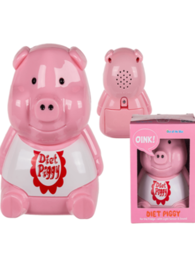 Plastic diet piggy for the fridge,