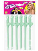 Set of 6 GLOW IN THE DARK WILLY SIPPING STRAWS