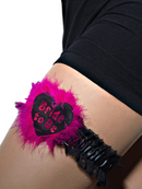 Hen Night Sexy Bride to Be Garter on a Luxury Black Heart