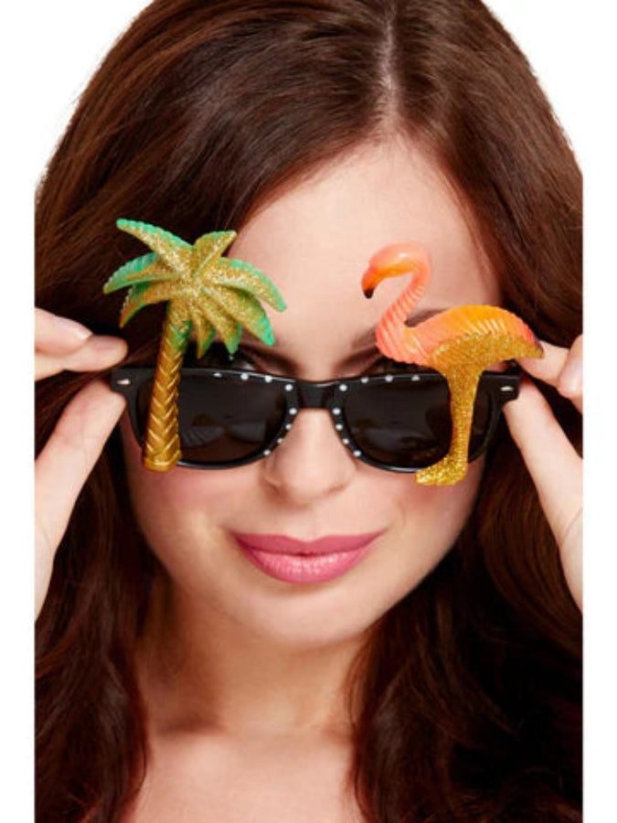 Specs, Black, with Flamingo and Palm Tree