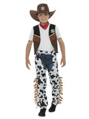 TEXAN COWBOY KIDS COSTUME, CHILD, BROWN & BLACK
