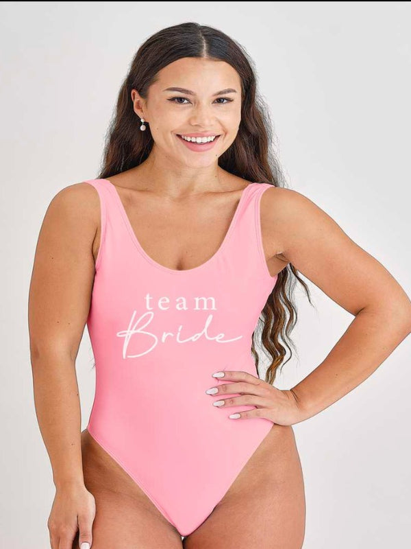 Team Bride Pink Hen Party Swimsuit