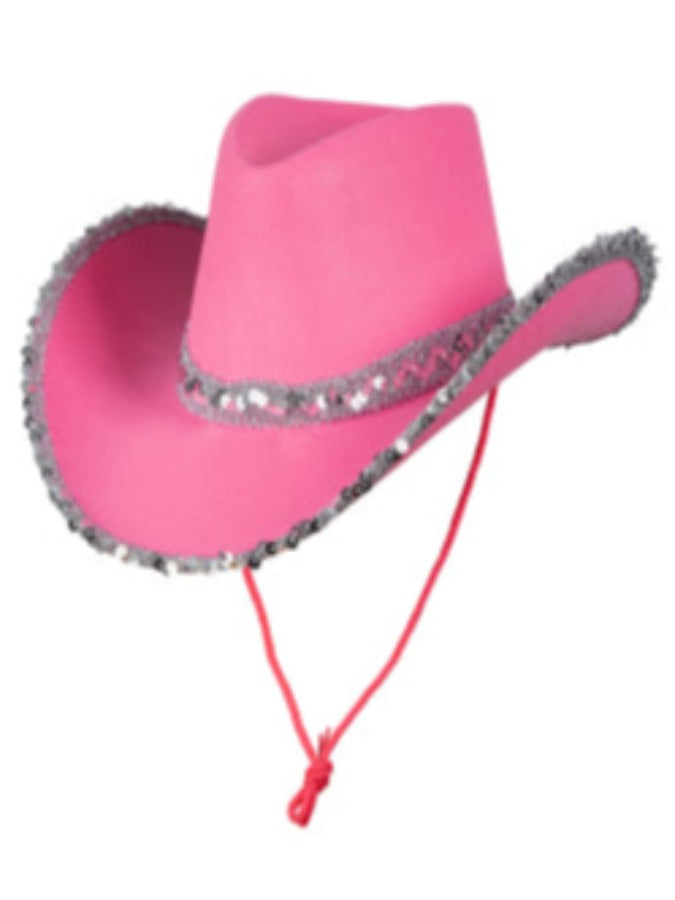 Texan - Hot Pink With Sequins Cowboy Hat