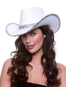 Texan  White Sequins Cowboy Hat