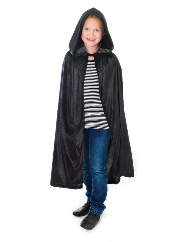 Velvet Black Hooded Kids Cloak 88Cm
