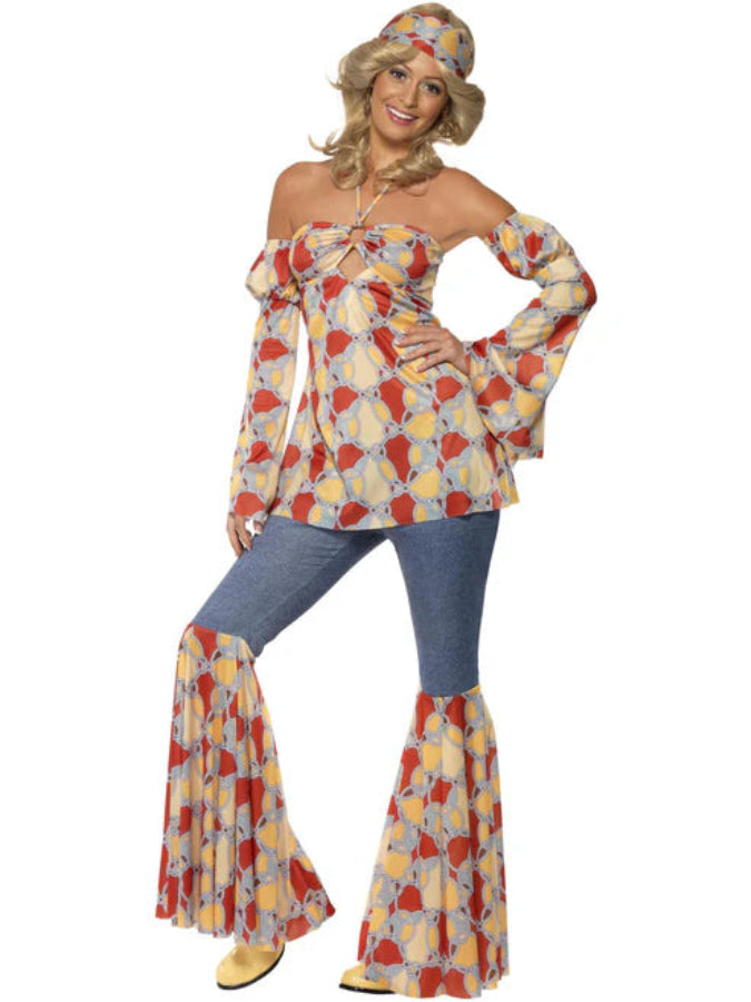 Vintage Hippy 70s Costume, Multi-Coloured