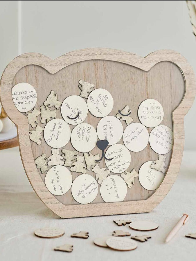 Wooden Teddy Baby Shower Guest Book Alternative