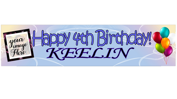 Personalised Blue Birthday Banner with Photo