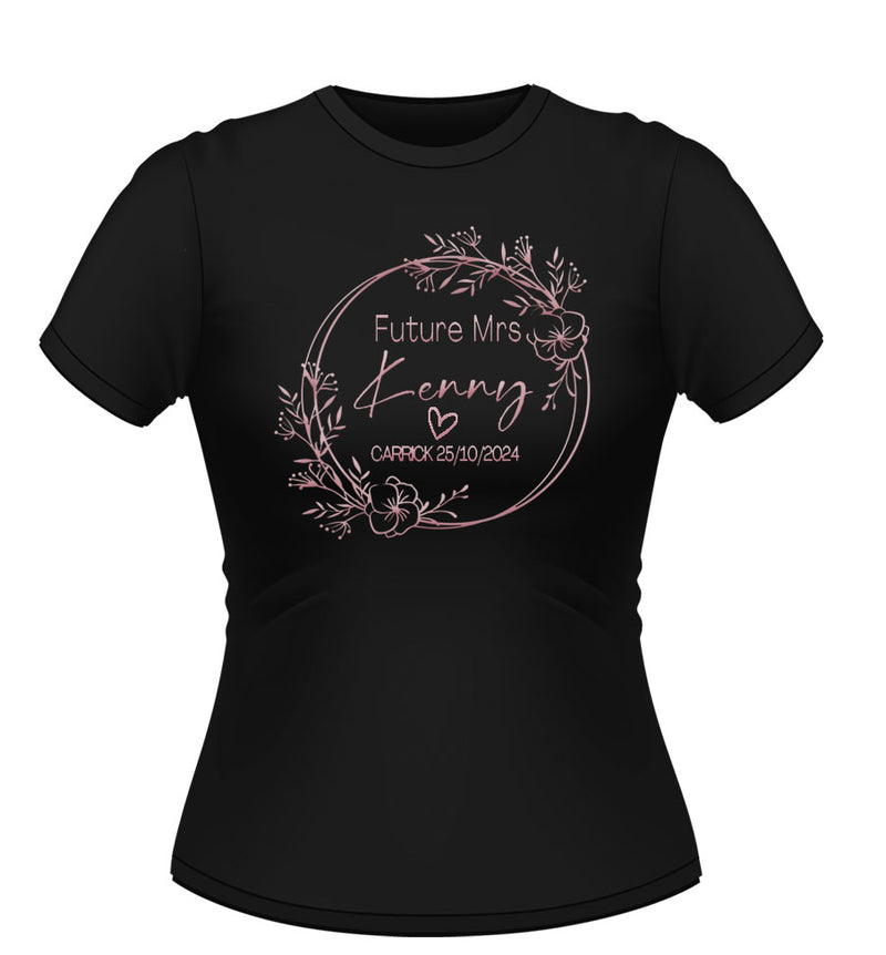 Personalised Pretty Floral Future Mrs.. Tshirt