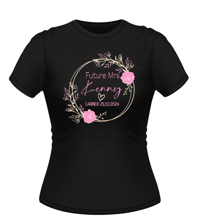 Personalised Pretty Floral Future Mrs.. Tshirt