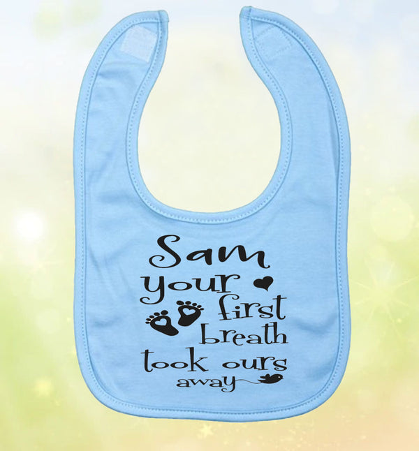 Personaalised 'You took our Breath Away' Bib