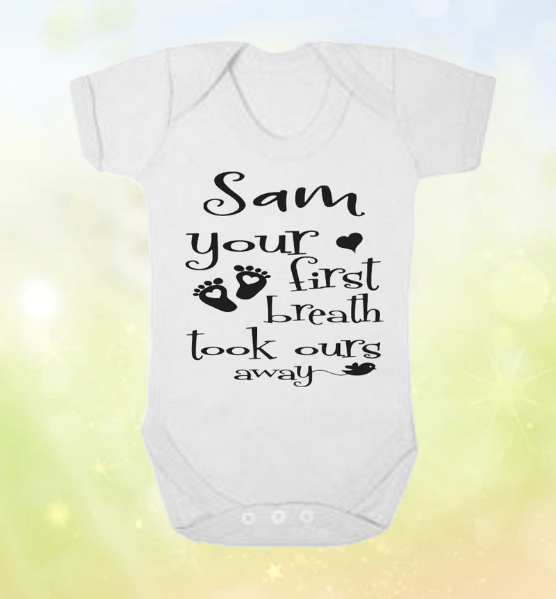 'You took Our Breath Away' Personalised Baby Vest