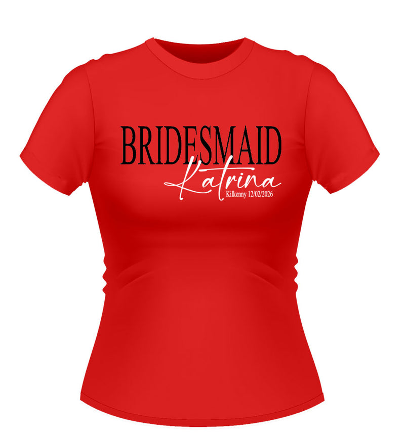 Personalised BRIDESMAID Tshirt with Name