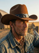 HAT COWBOY BROWN WITH BULL HORN