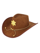 Cowboy Hat Brown With Gold Sheriff Badge