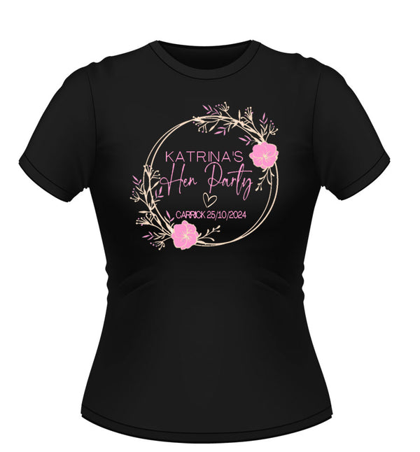 Personalised Pretty Floral Design Hen Party Tshirt