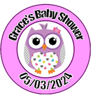 Baby Shower Personalised Badge Owl Design Pink