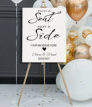 Personalised 'Pick a Seat, Not a Side' Wedding Corri Board Sign