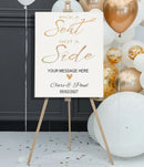 Personalised 'Pick a Seat, Not a Side' Wedding Corri Board Sign