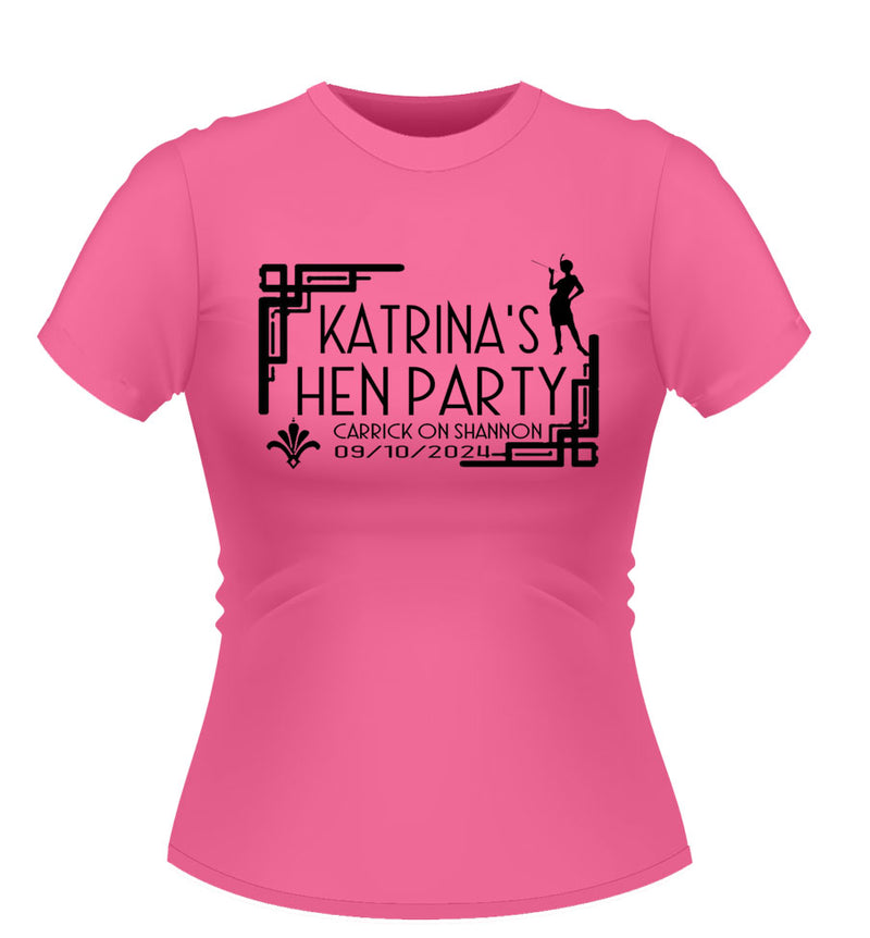 Gatsby/Flapper Personalised Hen party Tshirt